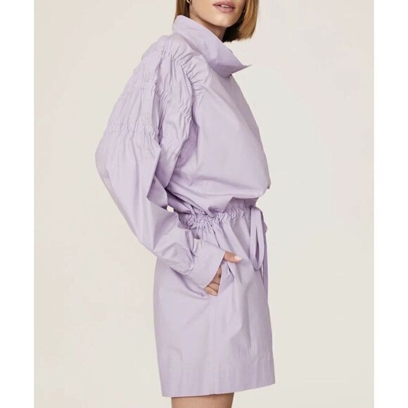 AKNVAS Womens Ketevan Romper Small S Purple Cotton USA Long-Sleeve Tie-Waist - Picture 2 of 15